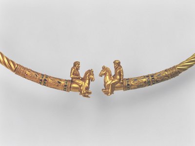Neck Ring with points in the form of Scythian Horsemen, detail, Greek work from the Bosporan Kingdom, 4th century BC by Unbekannt Unbekannt